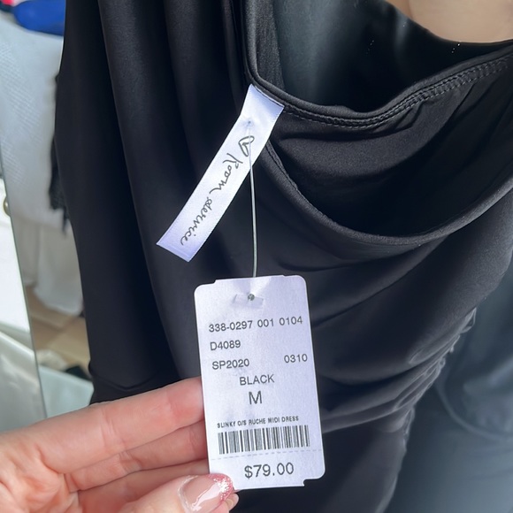 Never worn black rouched one shoulder midi dress - Picture 2 of 2